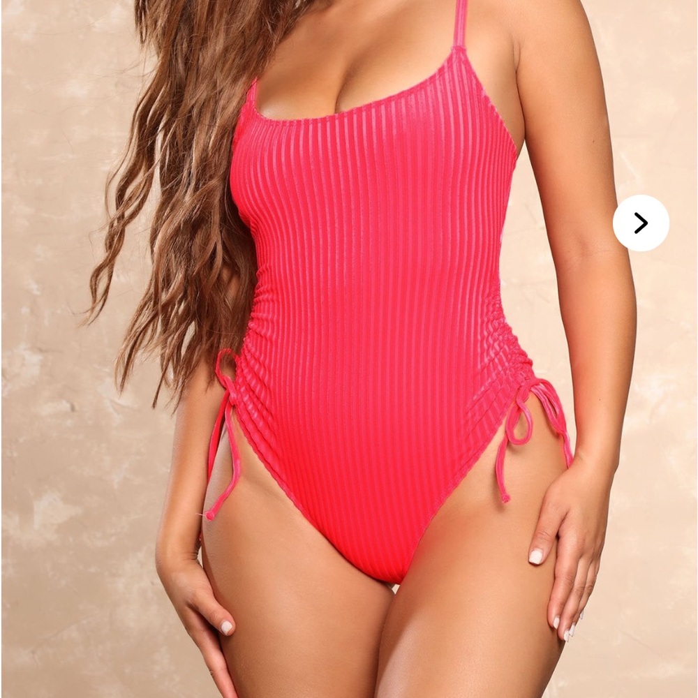 Fashion Nova Bright Pink Ribbed One Piece